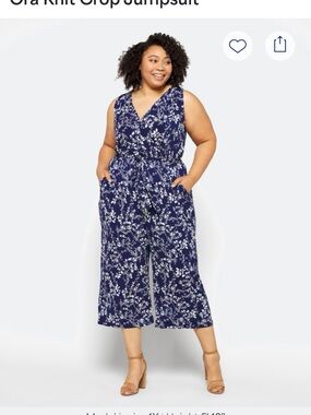 Kaileigh Navy Floral Cropped Jumpsuit